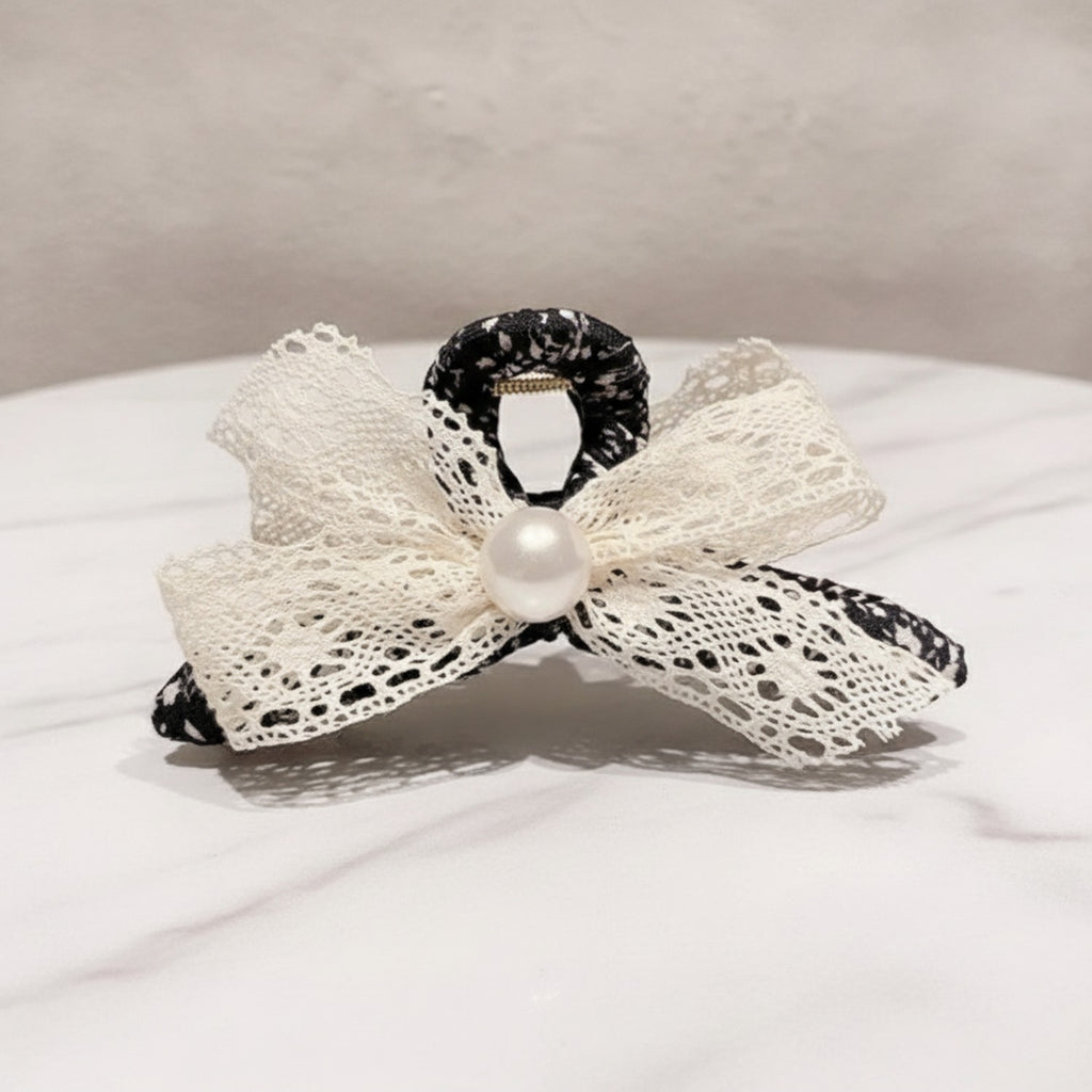 Lace Hair Claw With Pearl Center – hair accessories (view 2)