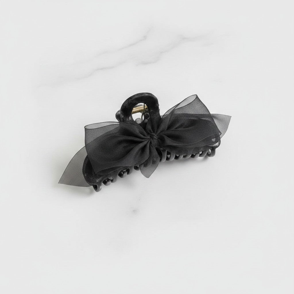 Black Mesh Bow Hair Claw Clip – hair accessories (view 3)
