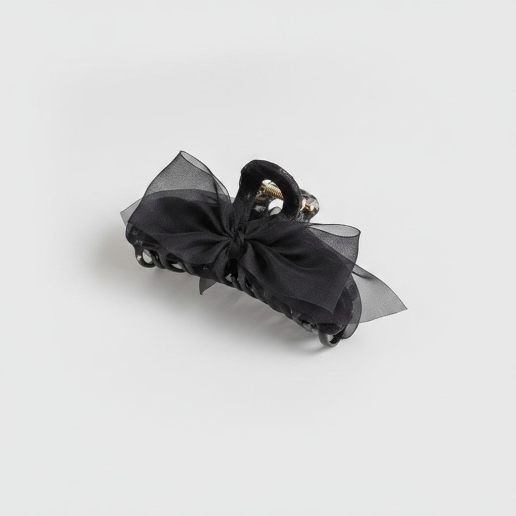 Black Mesh Bow Hair Claw Clip – hair accessories (view 1)