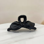 Black Leather Bow Hair Claw Clip - Black Leather Butterfly Hair Clip