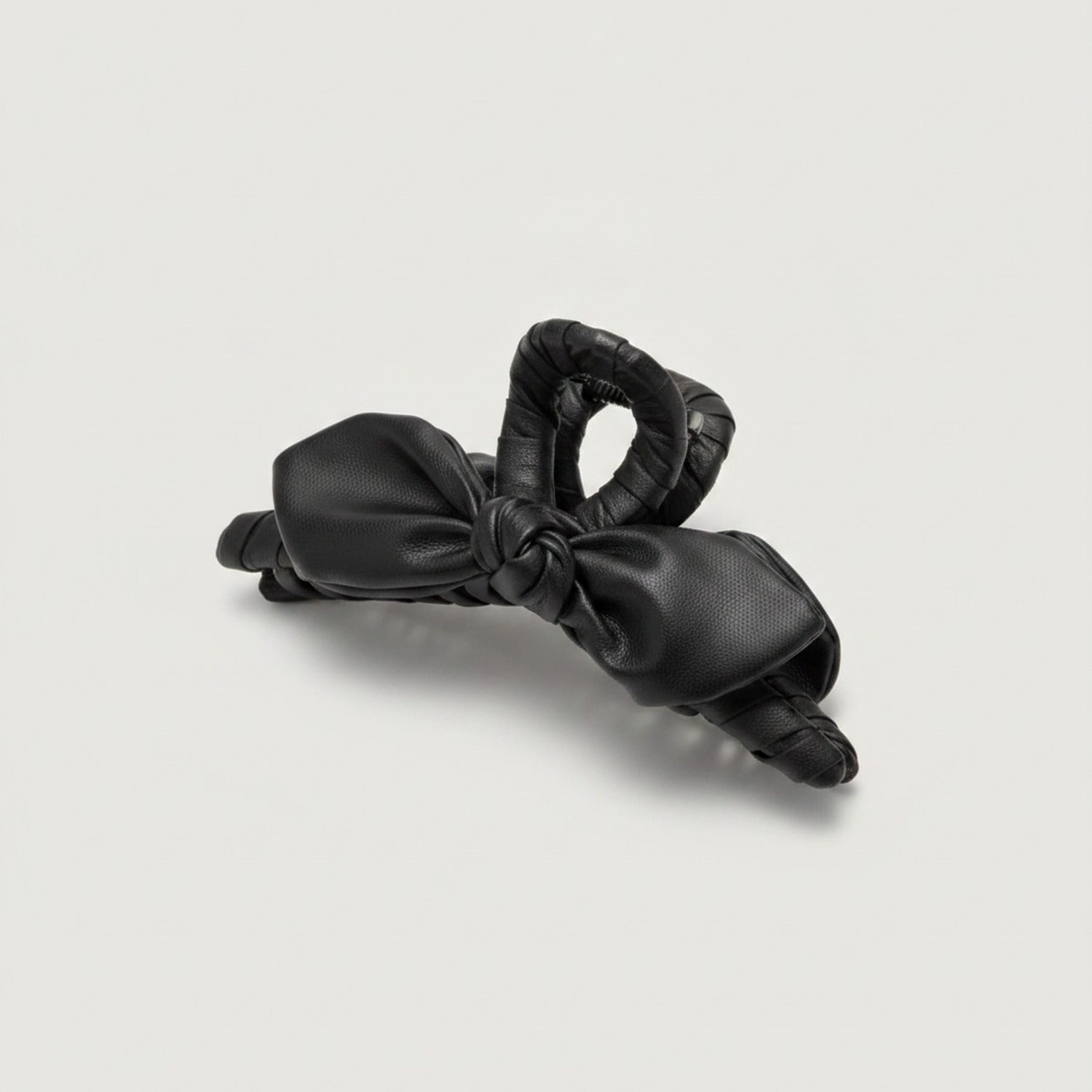 Black Leather Bow Hair Claw Clip - Black Leather Butterfly Hair Clip