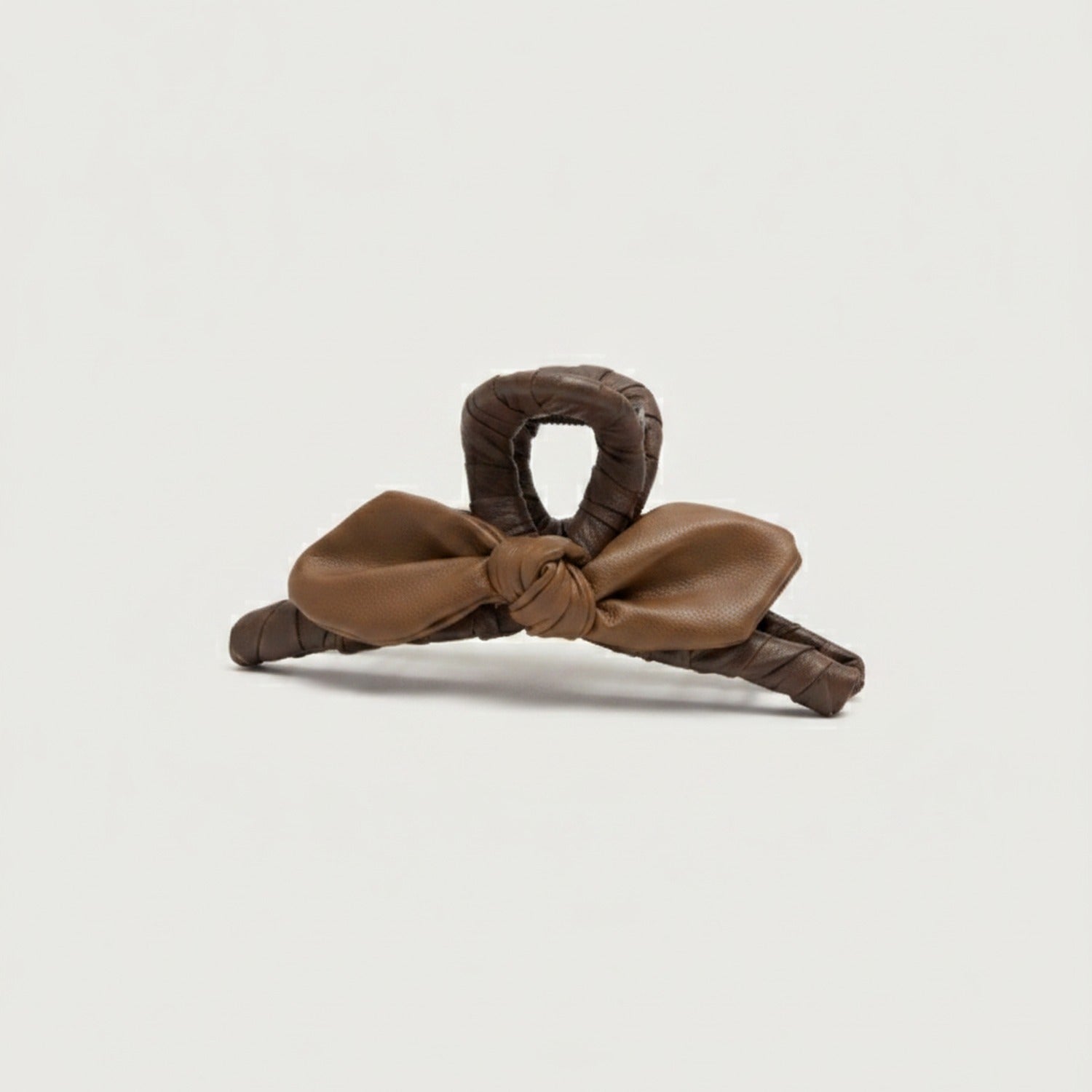 Black Leather Bow Hair Claw Clip - Brown Leather Butterfly Hair Clip