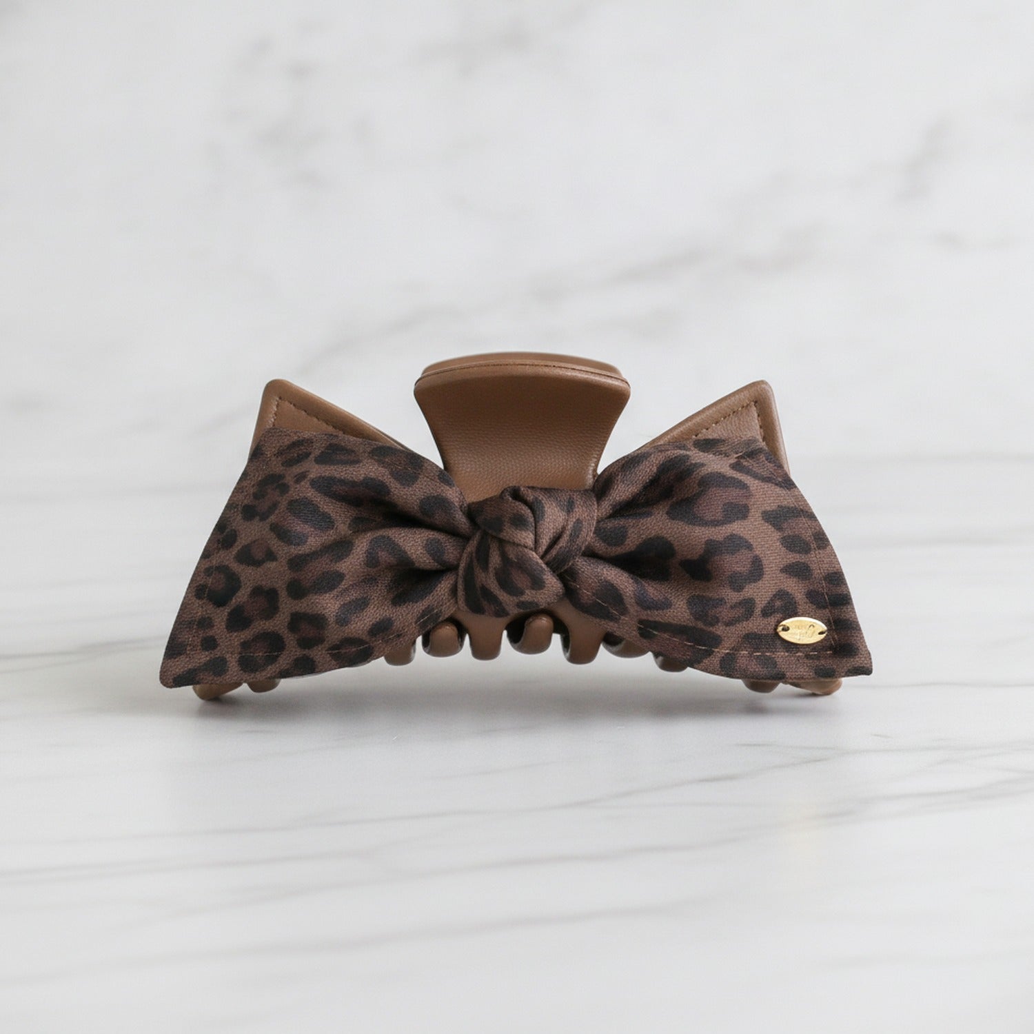 Leopard Print Hair Claw With Bow