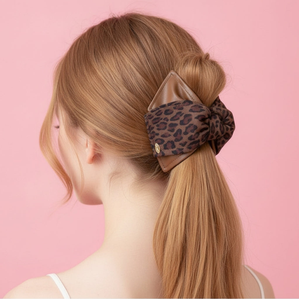 Leopard Print Hair Claw With Bow – hair accessories (view 2)