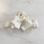 Satin Bow Hair Claw Clip - Cream