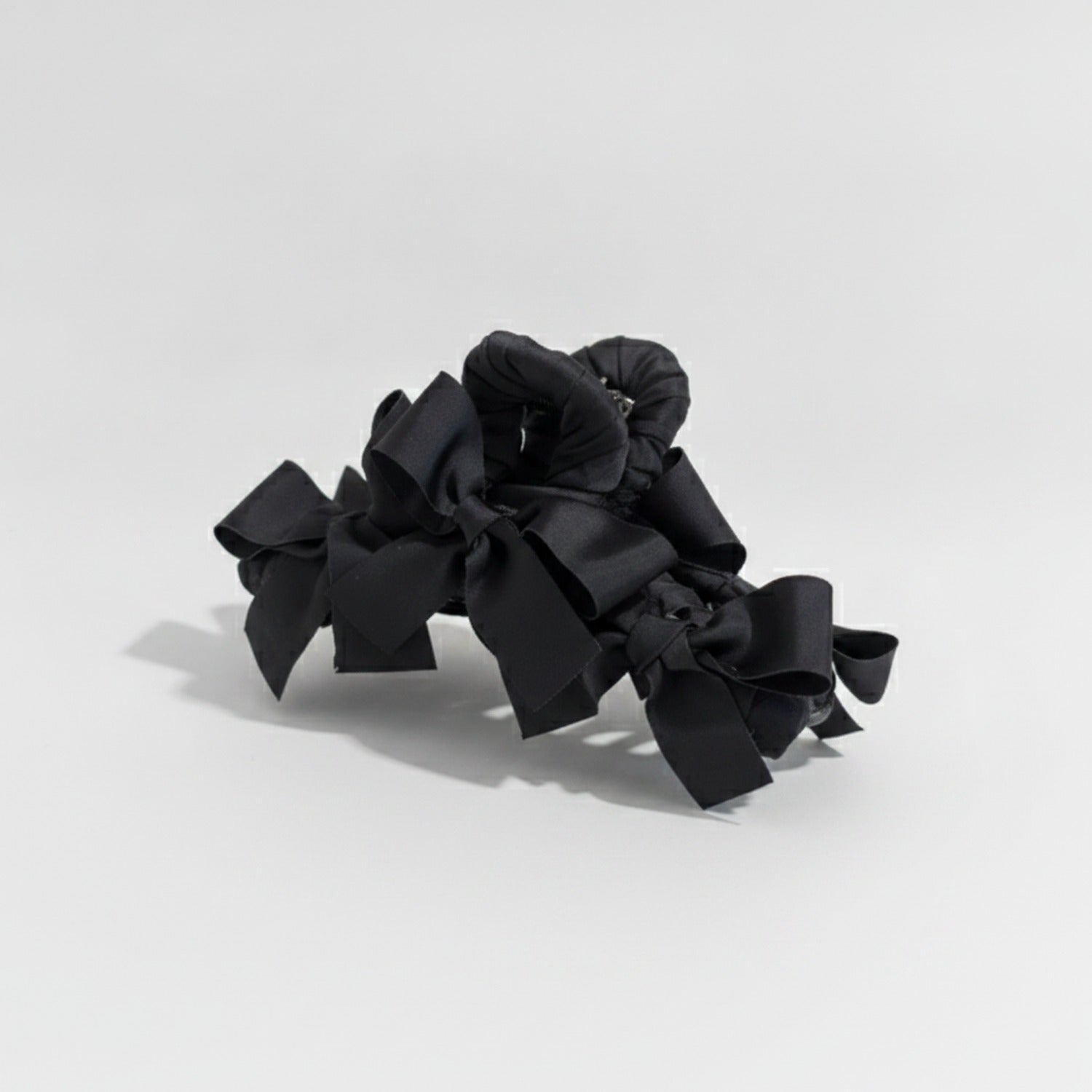 Satin Bow Hair Claw Clip - Black