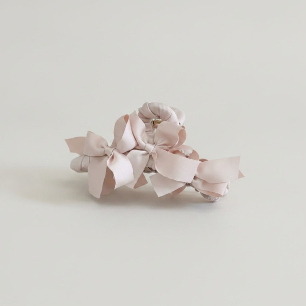 Satin Bow Hair Claw Clip - Pink