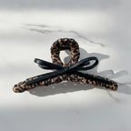 Leopard Print Hair Claw With Black Bow – hair accessories (view 2)