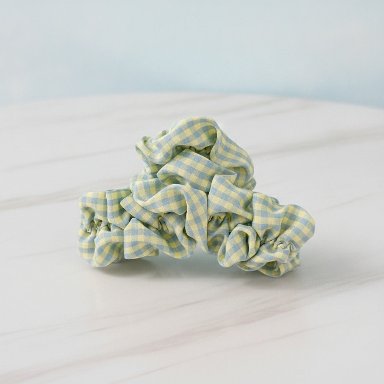 Ruched Hair Claw Clip - Green Plaid Jaw Clip