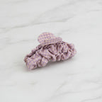 Ruched Hair Claw Clip - Pink Purple Plaid Claw Clip – hair accessories (view 3)