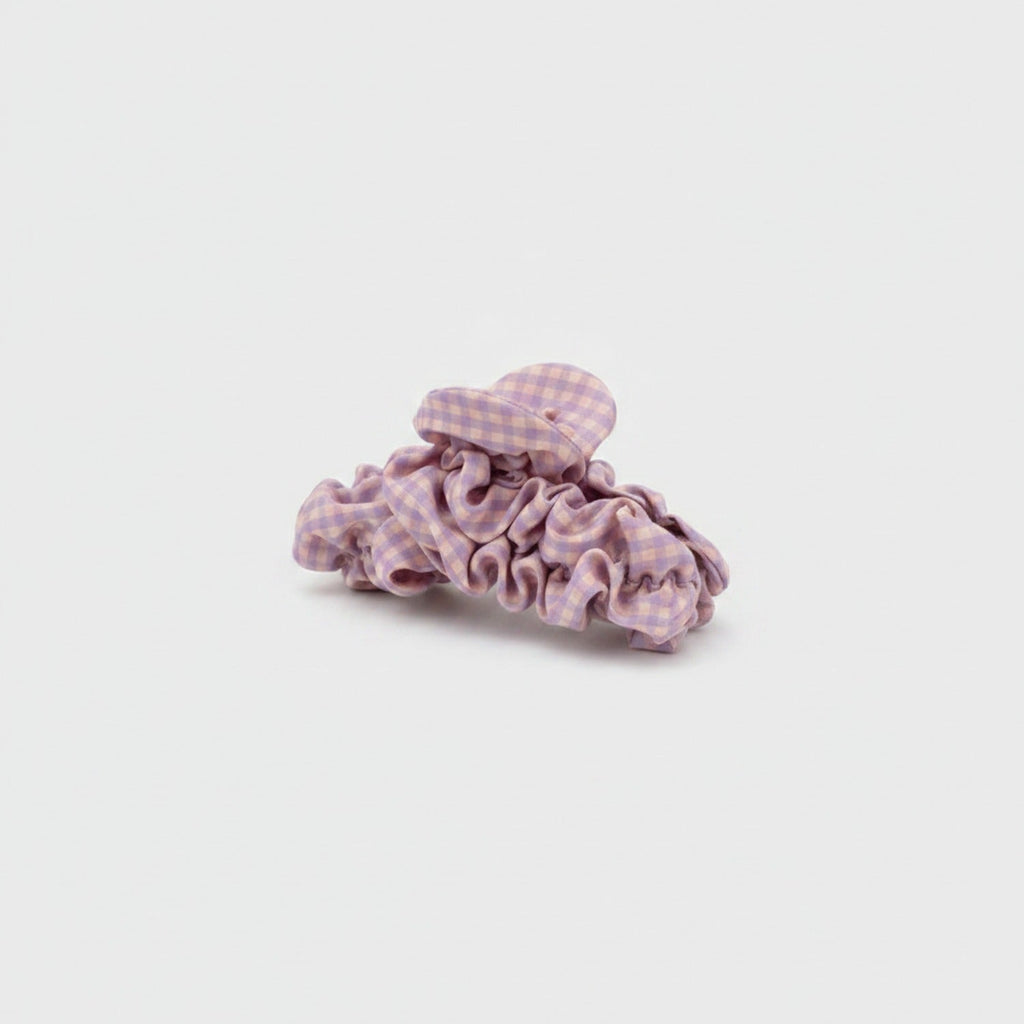 Ruched Hair Claw Clip - Pink Purple Plaid Claw Clip