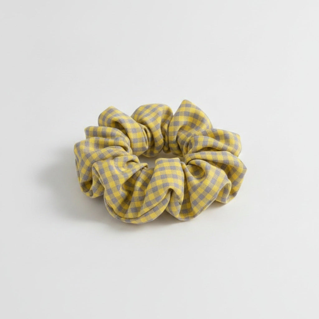 Ruched Hair Claw Clip - Yellow Plaid Claw Clip