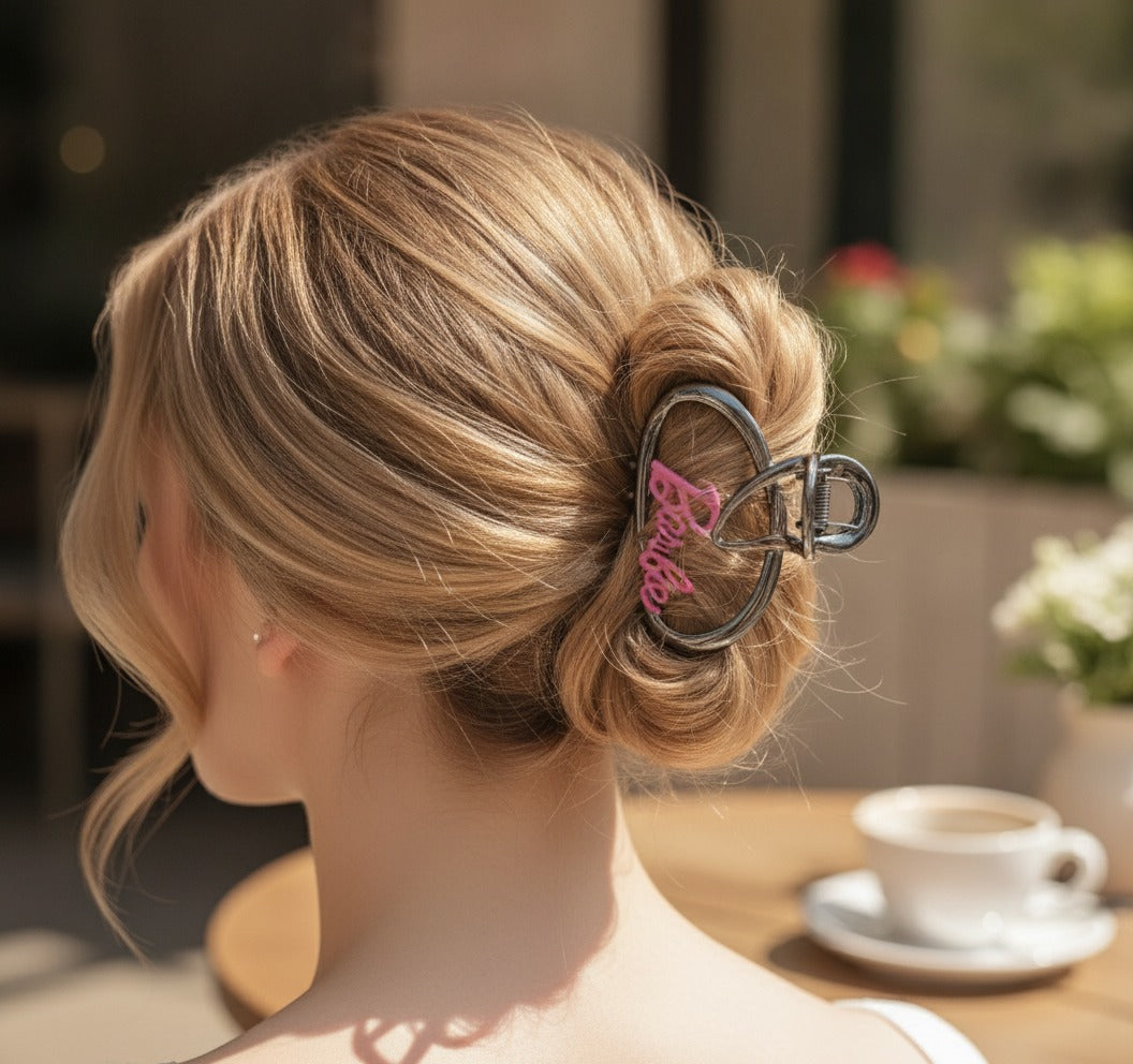 Pink Barbie Metal Hair Claw With Pearl