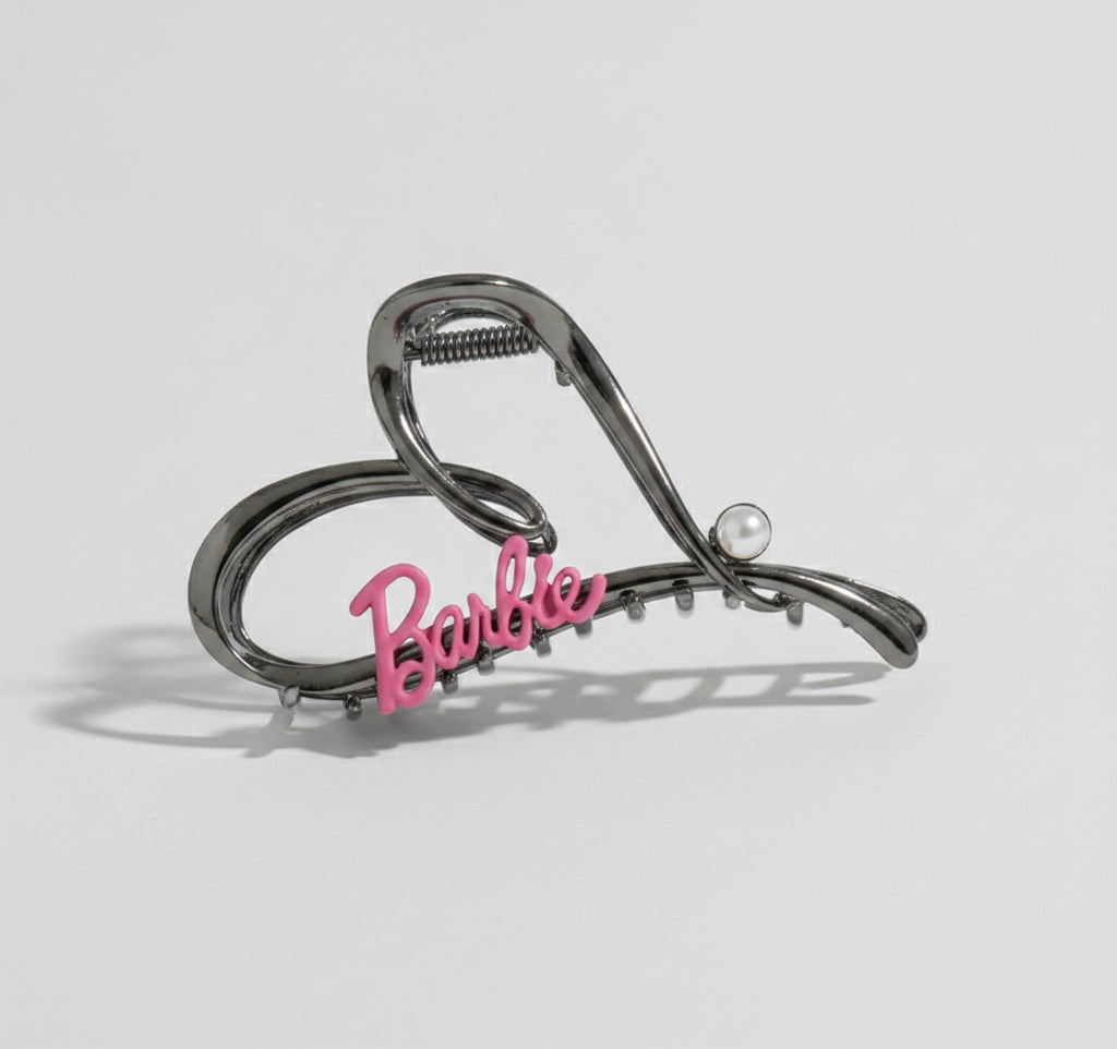 Pink Barbie Metal Hair Claw With Pearl – hair accessories (view 1)