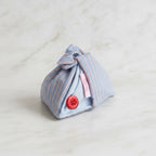 Striped Blue Hair Claw With Red Button Detail – hair accessories (view 3)