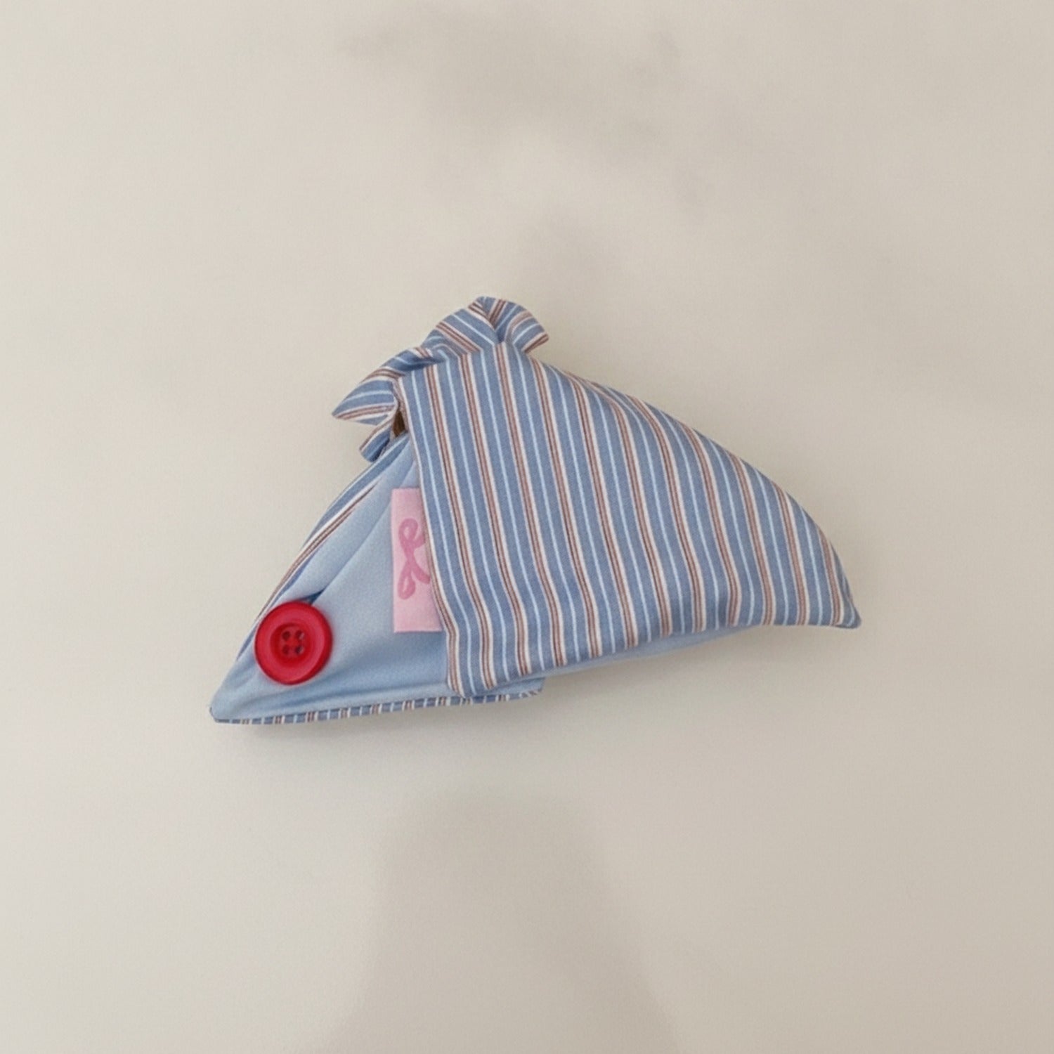 Striped Blue Hair Claw With Red Button Detail