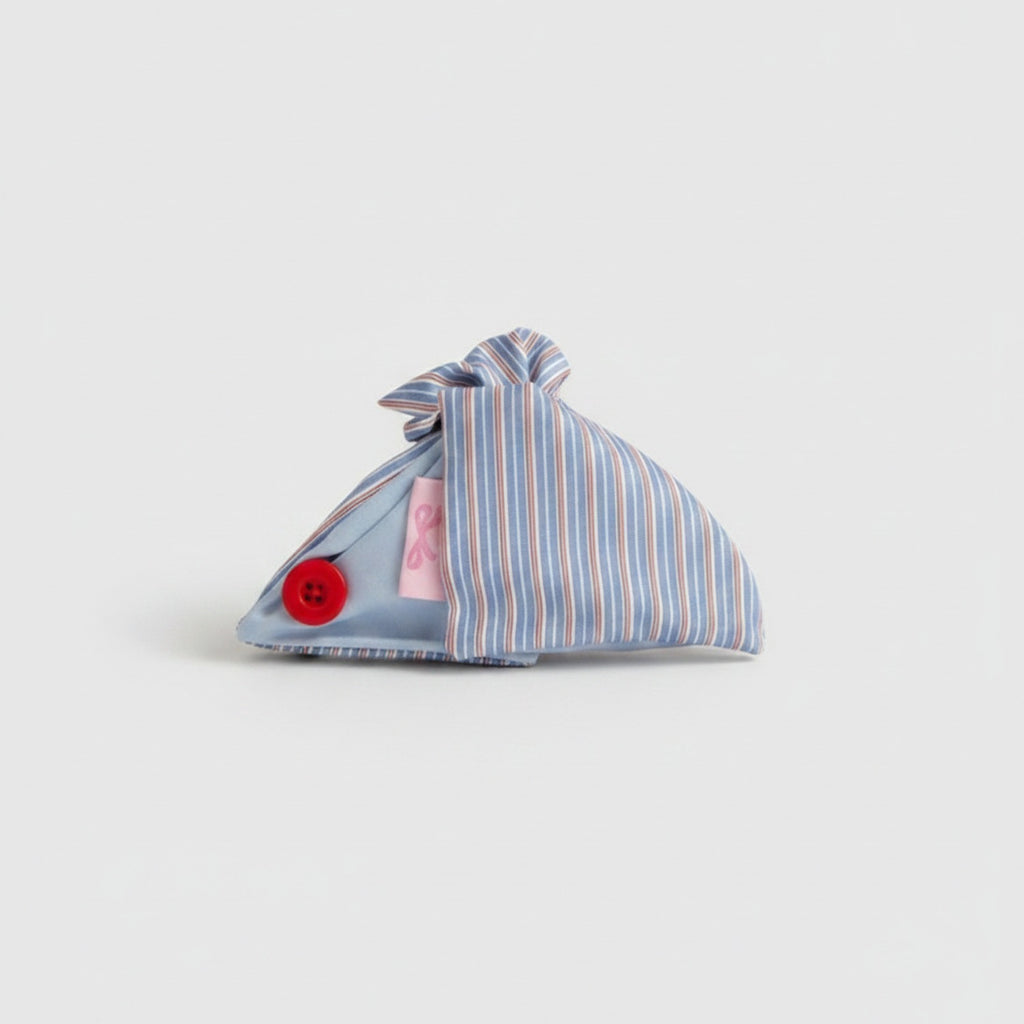 Striped Blue Hair Claw With Red Button Detail – hair accessories (view 1)