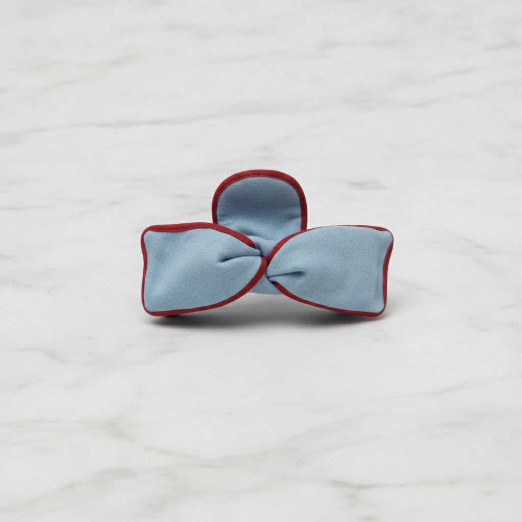 Light Blue Ribbon Bow Hair Claw Clip – hair accessories (view 3)