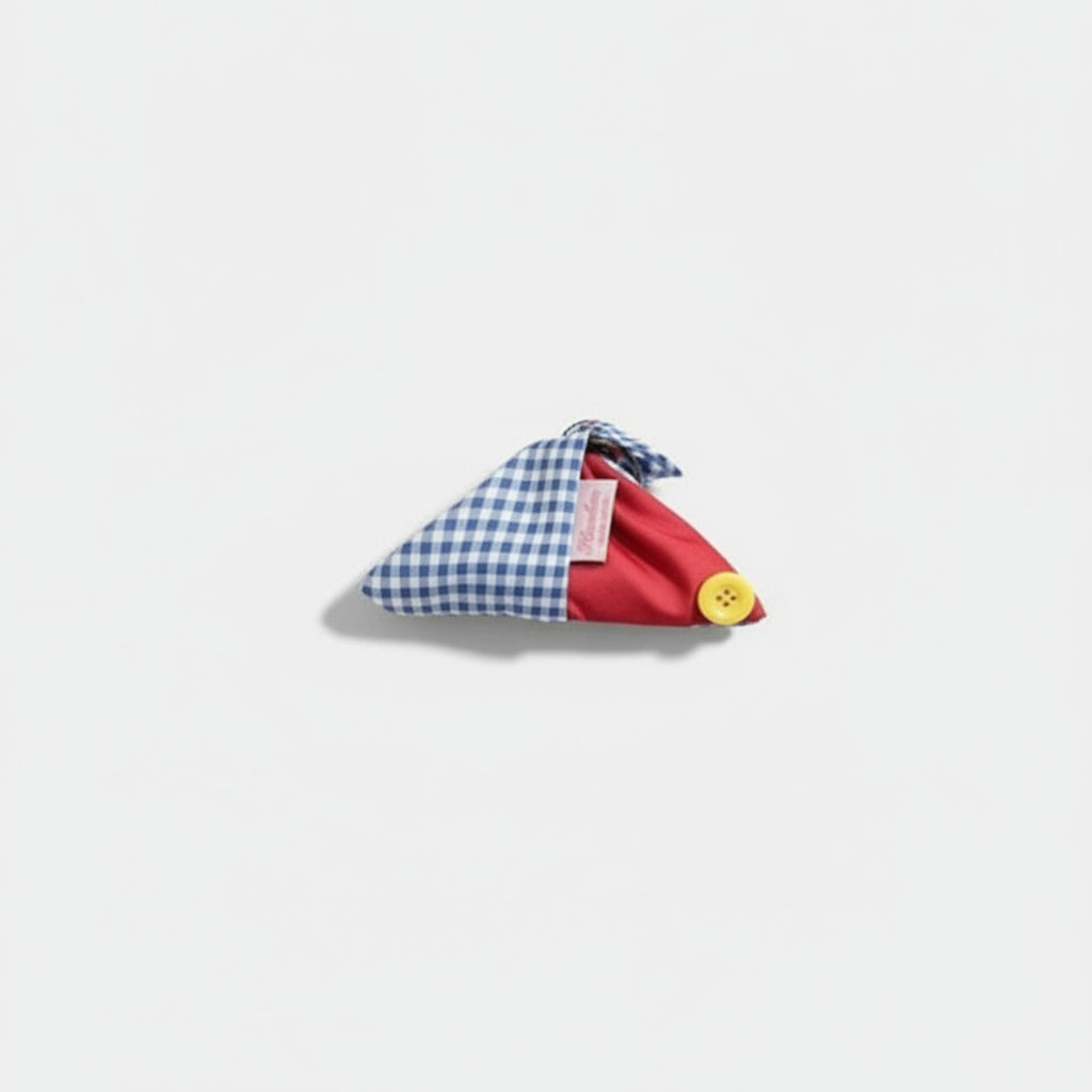 Blue Gingham Cone Hair Claw With Yellow Button – hair accessories (view 1)