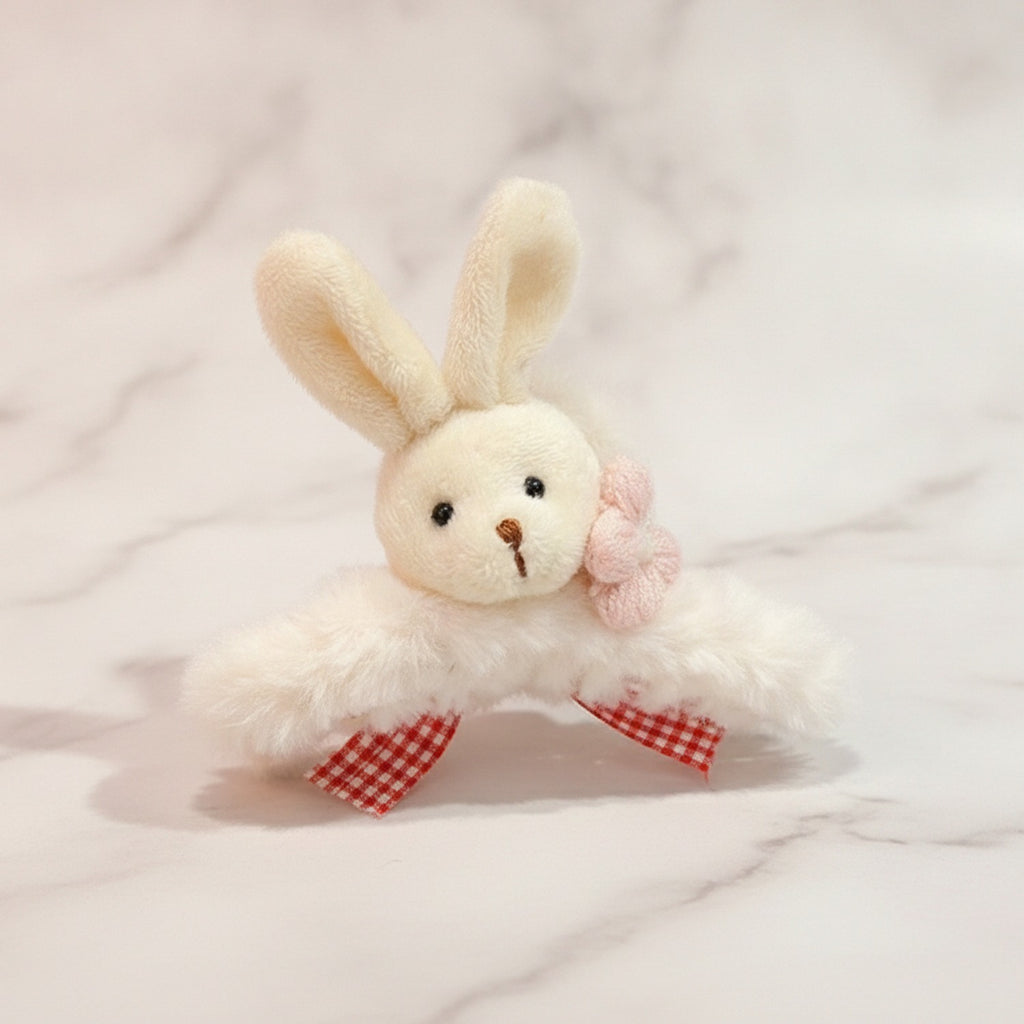 Fuzzy Bunny Hair Claw With Pink Bow – hair accessories (view 2)