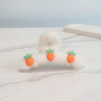 Fluffy White Hair Claw With Carrot Charms – hair accessories (view 2)