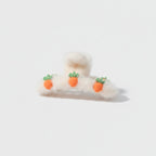 Fluffy White Hair Claw With Carrot Charms – hair accessories (view 1)