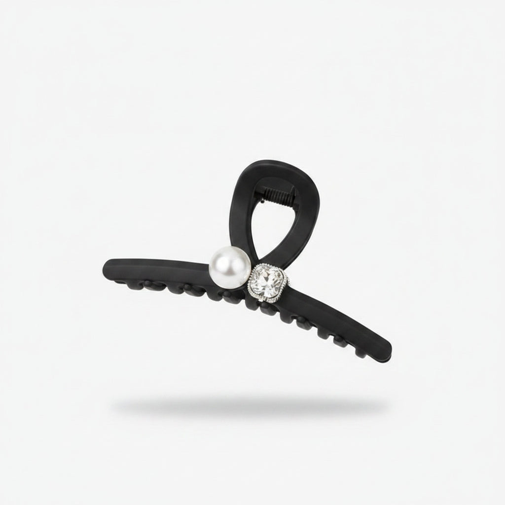 Black Pearl And Rhinestone Hair Claw Clip – hair accessories (view 1)