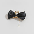 Black Satin Bow Hair Claw With Pearl Charm – hair accessories (view 1)