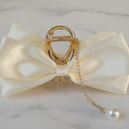 Cream Pearl Charm Bow Hair Claw – hair accessories (view 2)