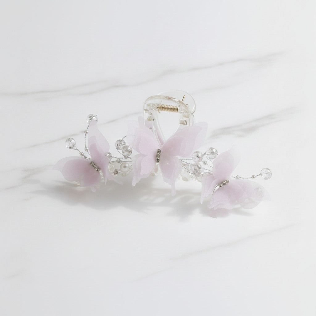 Pink Butterfly Hair Claw With Mirror Detail