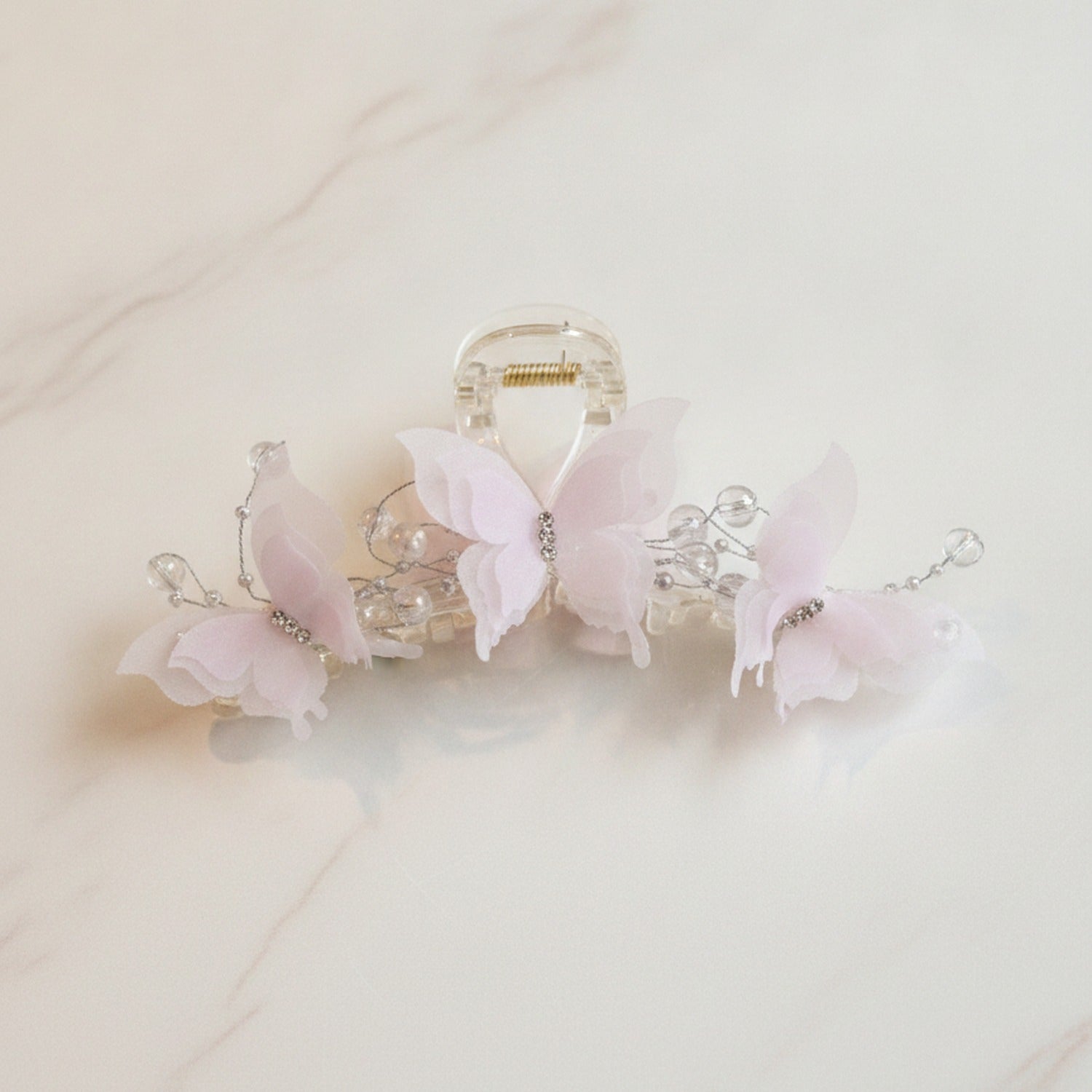 Pink Butterfly Hair Claw With Mirror Detail