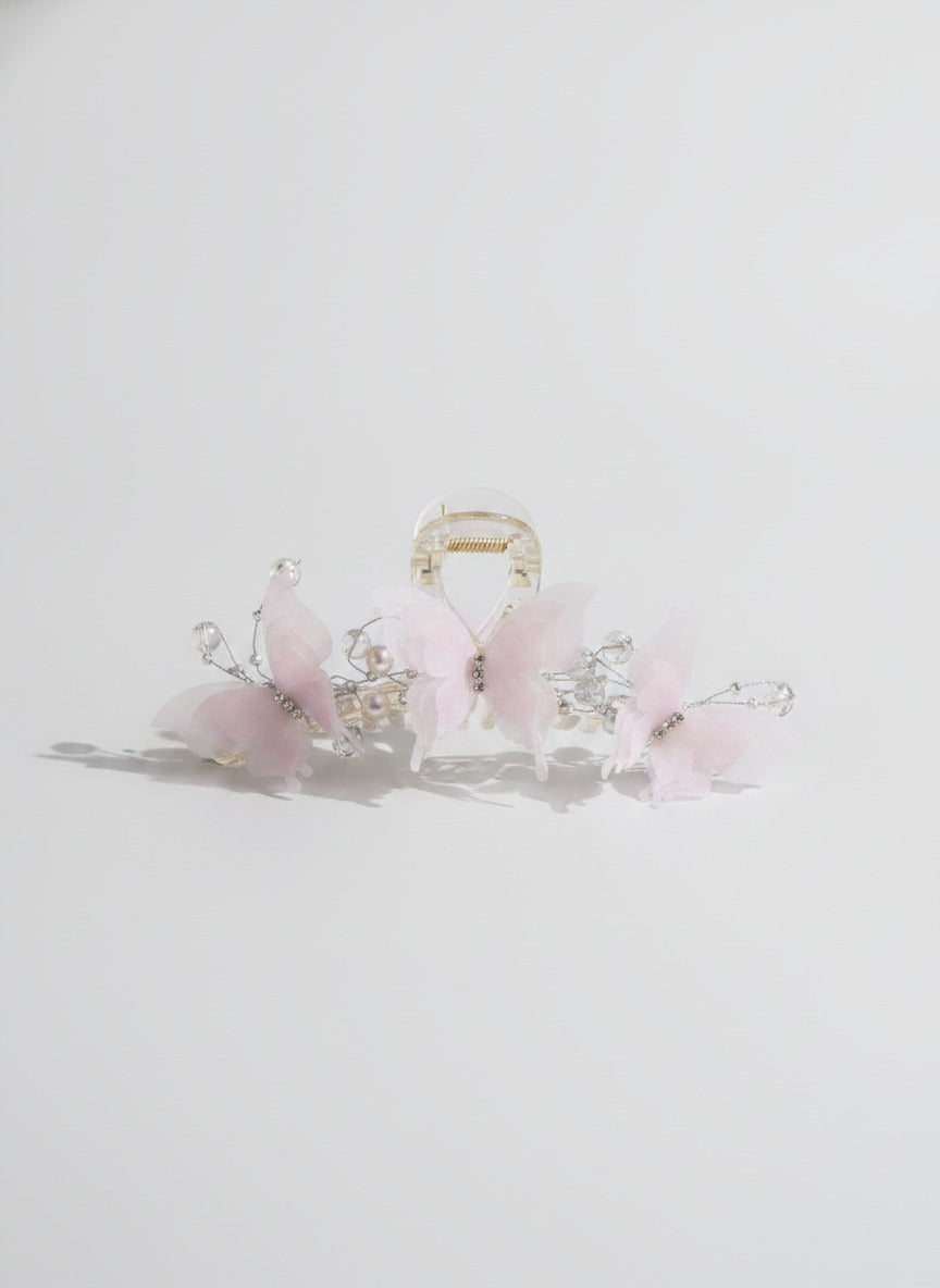 Pink Butterfly Hair Claw With Mirror Detail – hair accessories (view 1)