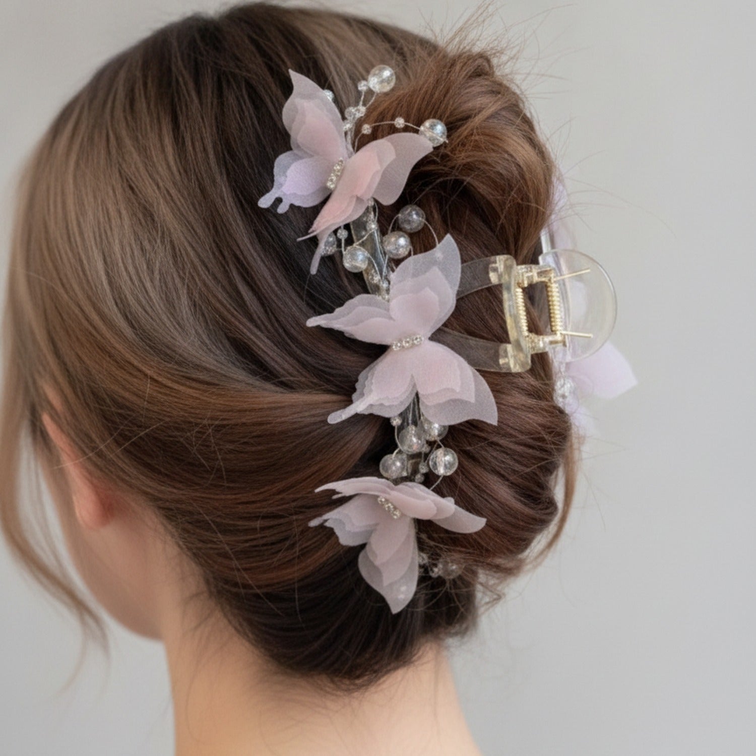 Pink Butterfly Hair Claw With Mirror Detail