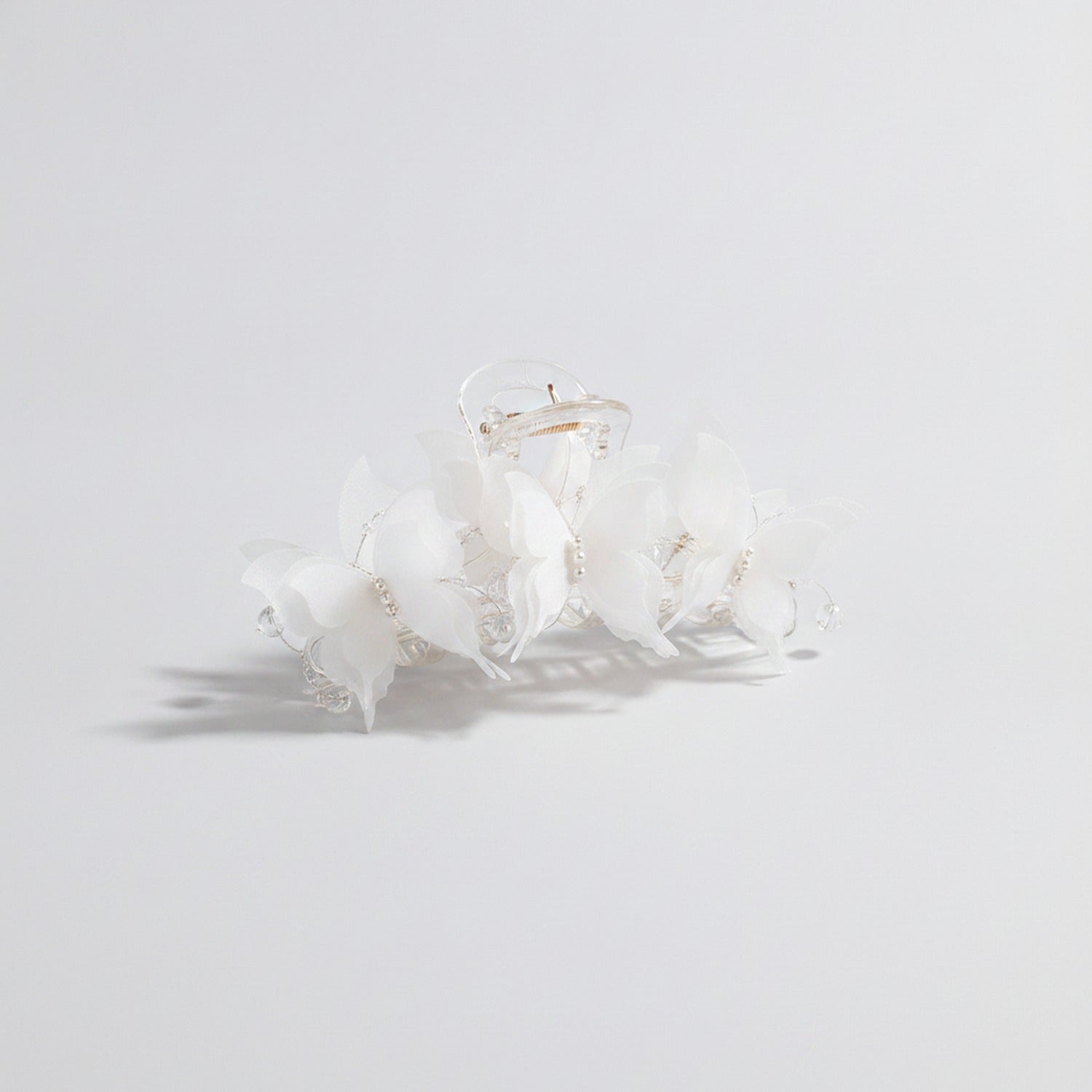 White Pearl Flower Hair Claw Clip