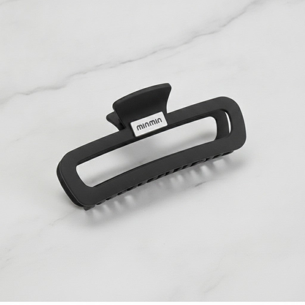 Minimalist Hair Claw Clip - Black Base Mini Rectangle Claw Clip