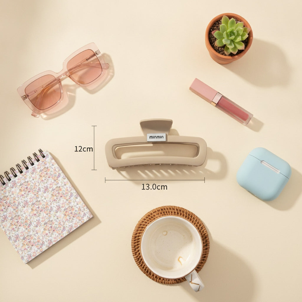 Minimalist Hair Claw Clip - Light Caramel Rectangle Claw Clip - Thick Hair – hair accessories (view 2)