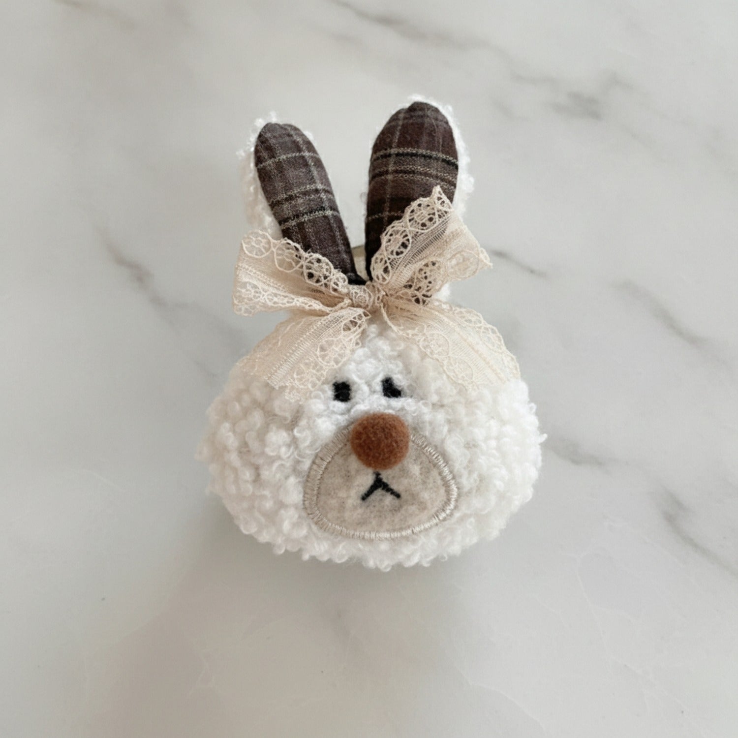 Fuzzy Bunny Hair Claw With Lace Bow