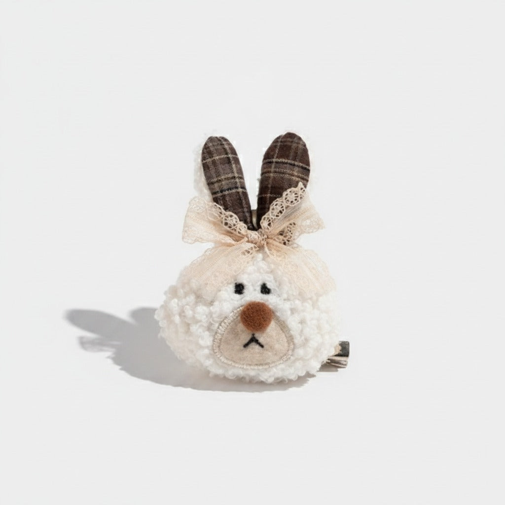 Fuzzy Bunny Hair Claw With Lace Bow – hair accessories (view 1)