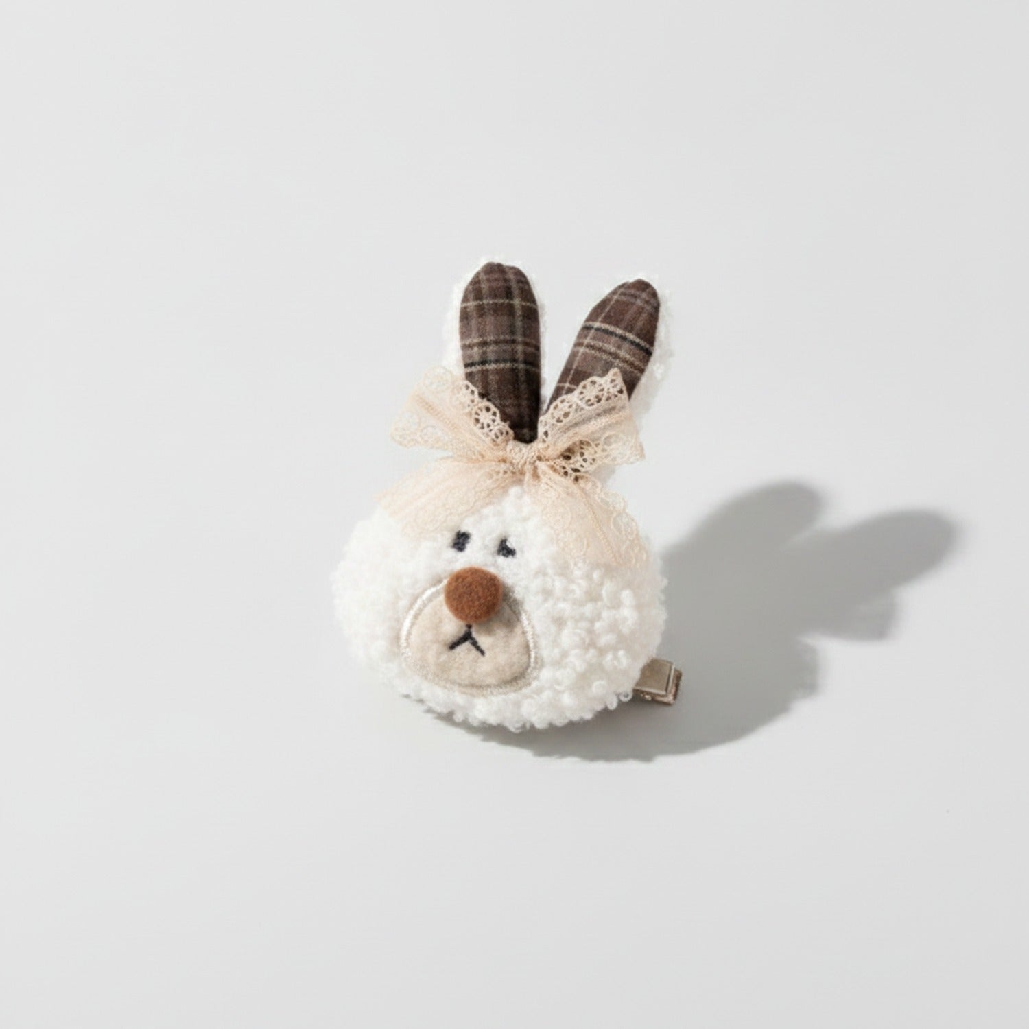 Fuzzy Bunny Hair Claw With Lace Bow