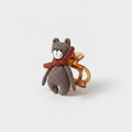 Gray Knit Bear Hair Claw With Rust Bow – hair accessories (view 1)