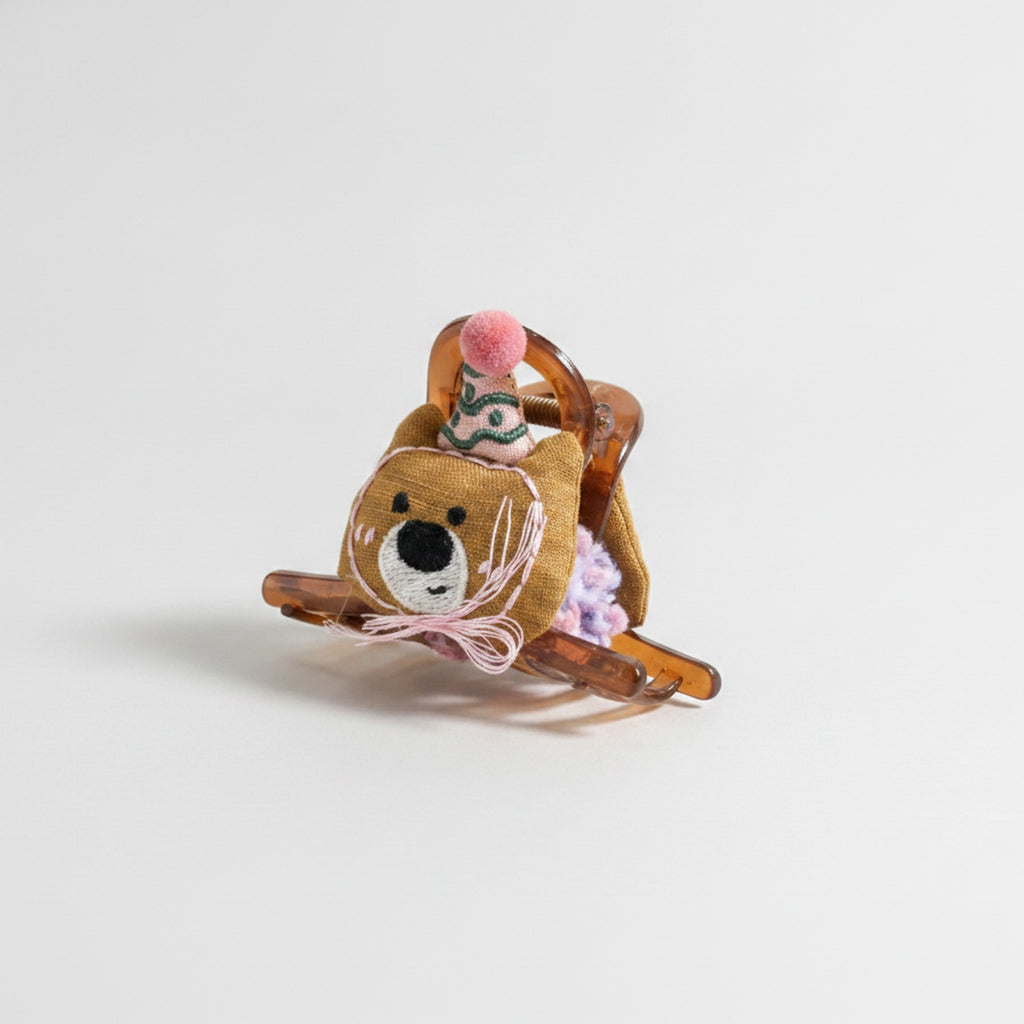 Bear Hair Claw With Pink Pom Charm – hair accessories (view 1)