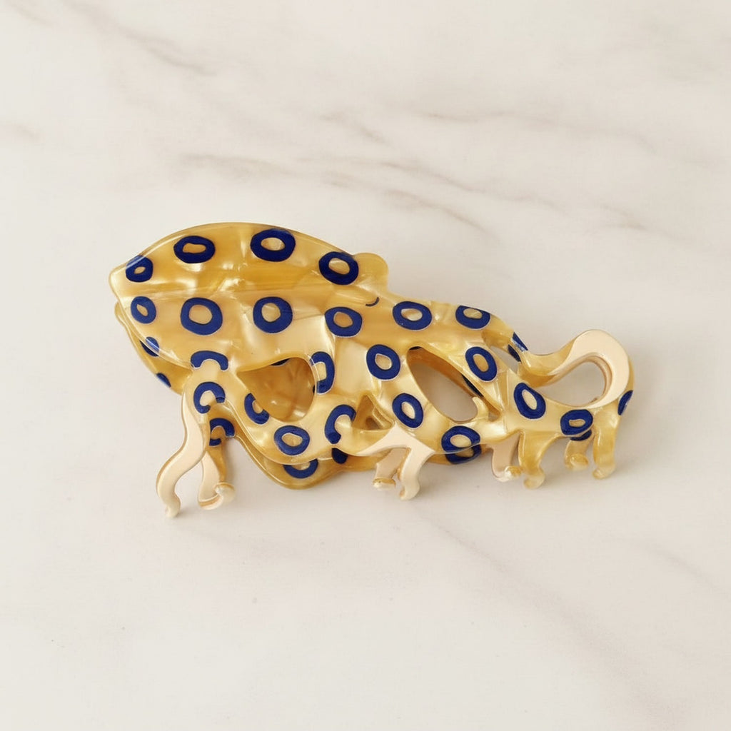 Gold Blue Spotted Animal Hair Claw Clip – hair accessories (view 2)