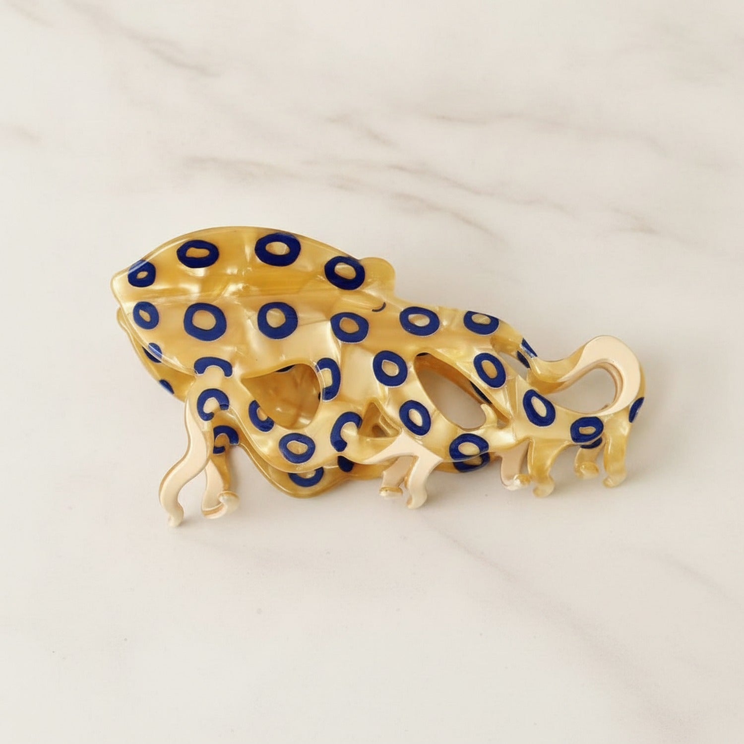 Gold Blue Spotted Animal Hair Claw Clip