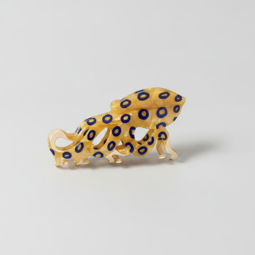Gold Blue Spotted Animal Hair Claw Clip – hair accessories (view 1)