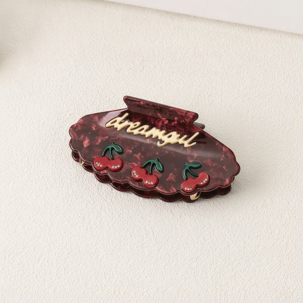 Celestial Star Rhinestone Cloud Hair Claw - Wine Red #3