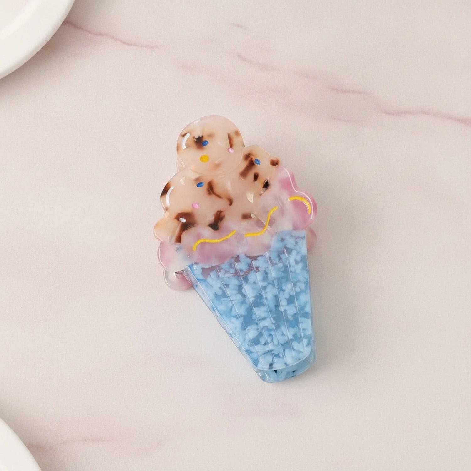 Ice Cream Cone Beaded Hair Claw Clip
