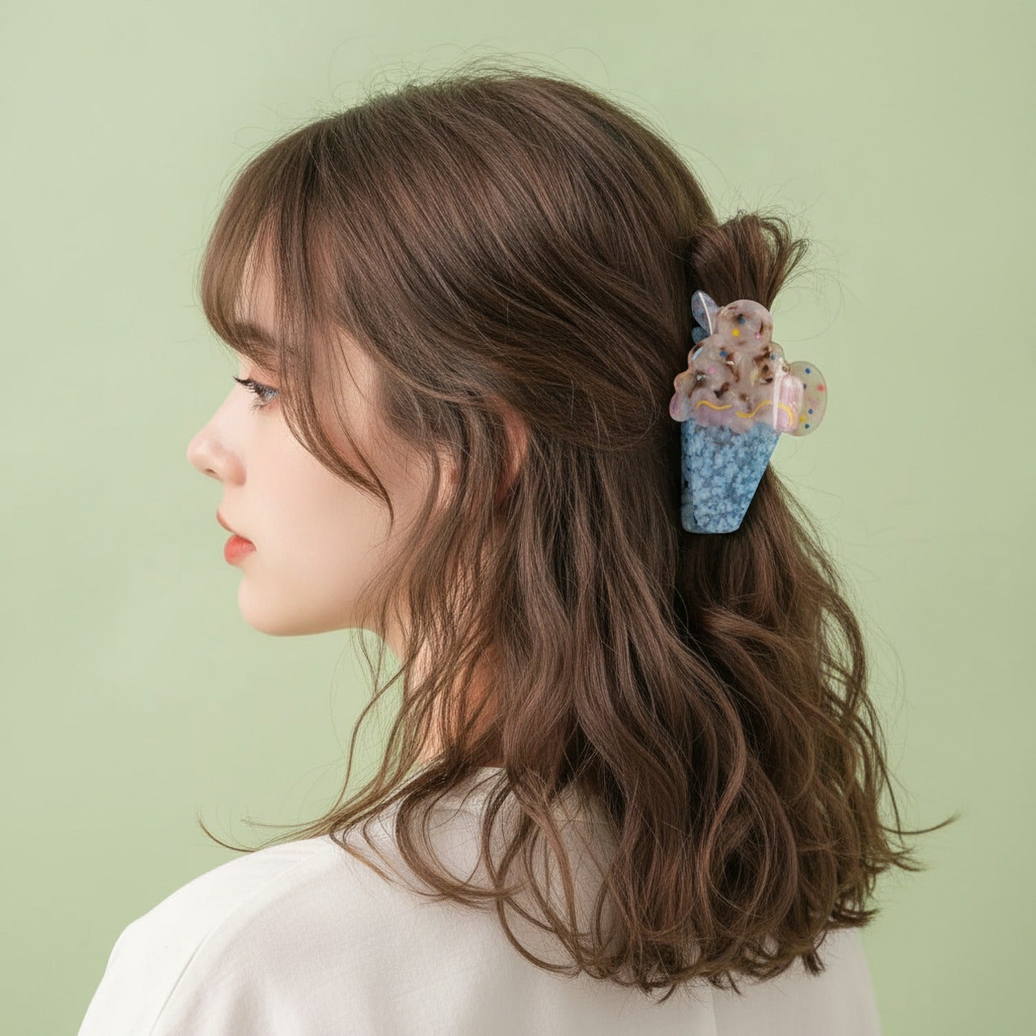 Ice Cream Cone Beaded Hair Claw Clip