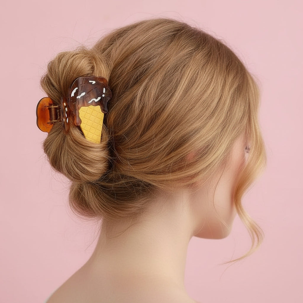 Chocolate Drip Ice Cream Cone Hair Claw – hair accessories (view 2)