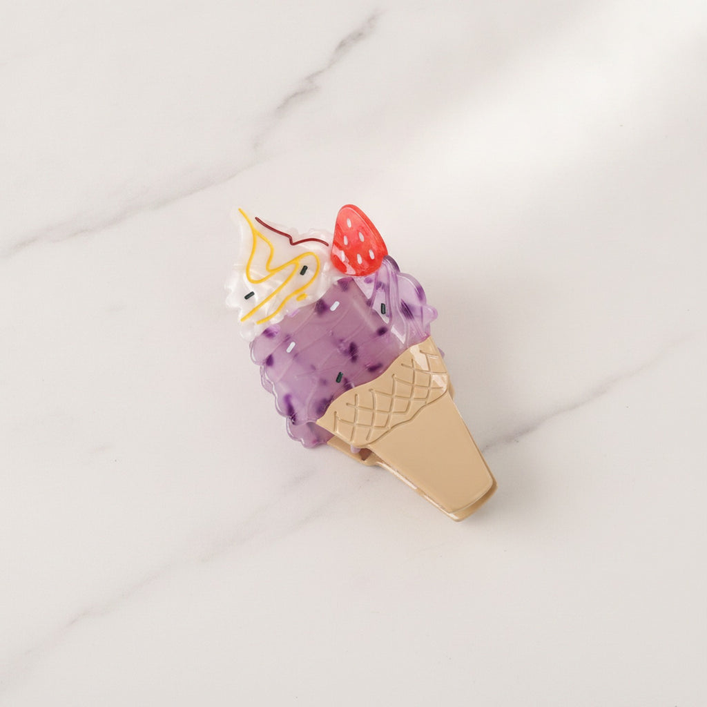 Ice Cream Cone Hair Claw Clip With Strawberry Top – hair accessories (view 2)
