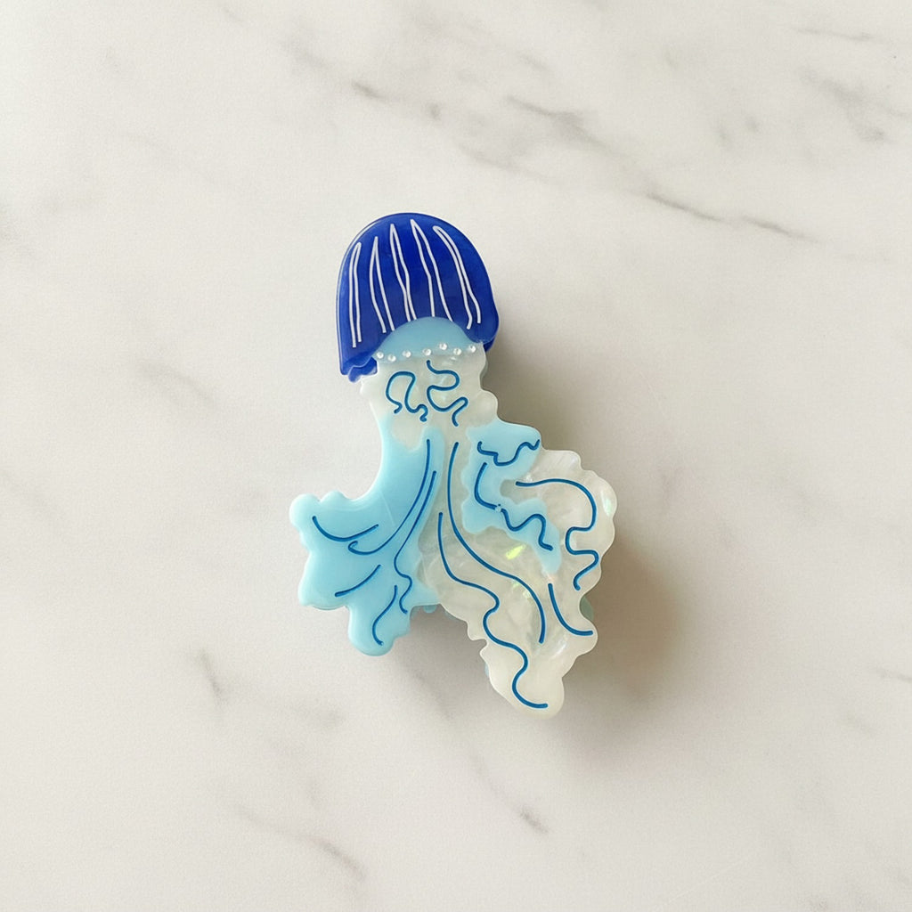 Jellyfish Blue Wavy Hair Claw Clip – hair accessories (view 2)